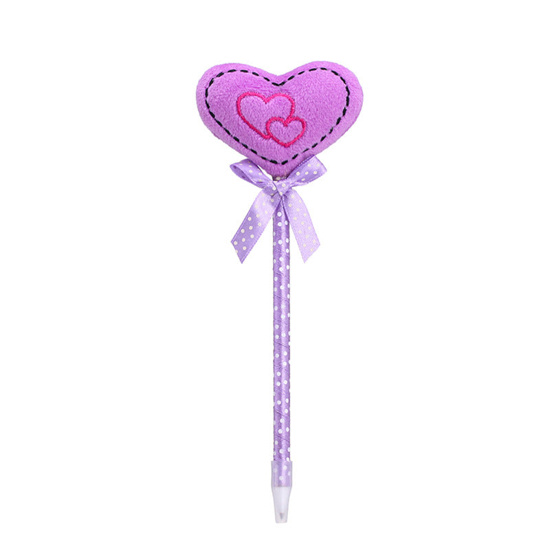 Wholesale Pens 6pcs Valentine's Day Plush Cloth Love Plastic Ballpoint Pen